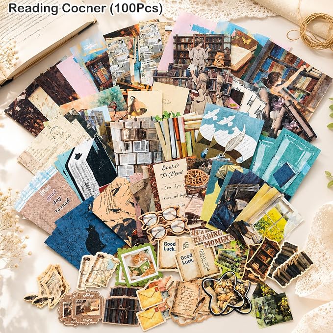 400 Pcs Vintage 4 Themes Scrapbook Paper Pack