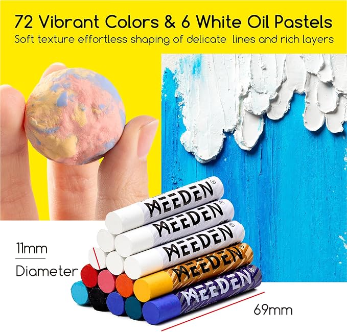 MEEDEN Soft Oil Pastels Set: 102Pcs Oil Pastel Kit with All-in-One Art Tool | Oil Pastel Crayons with 72 Colors & 6 White Pastel, Oil Paper, Palette Knife, Masking Tape, Art Supplies for Artists Adults