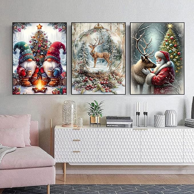 mrpwnle 3 Pack Diamond Art Kits for Adults Christmas Diamond Painting Kit