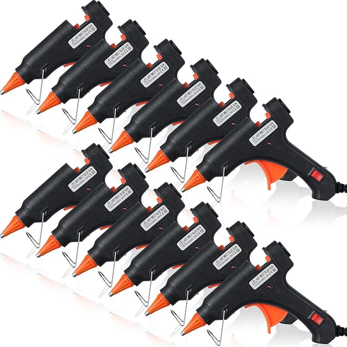 Zhengmy 12 Pcs Mini Hot Glue Guns 20W Low Temp Burn Protection,Black