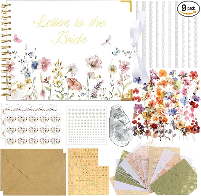 Humyoun Letters to Bride Scrapbook,8.5 X 7 Inch,Field Flower,Colorful