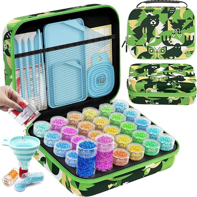ARTDOT 30 Slots Storage Container for Diamond Art Kits for Adults,Portable Diamond Painting Storage Box with Accessories and Tools