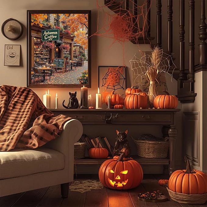 Autumn Paint by Numbers for Adults - Paint by Number Coffee on Canvas