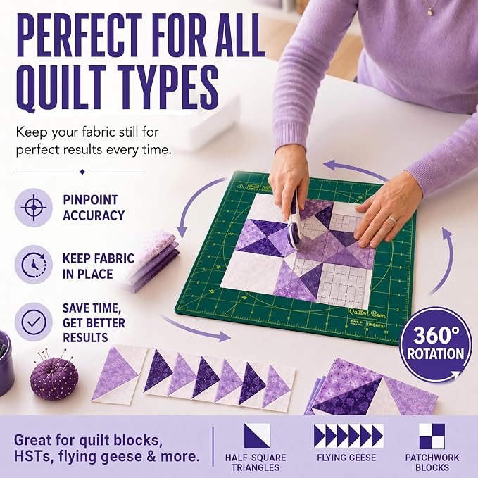The Quilted Bear 12" x 12" Rotating Self-Healing Cutting Mat, Green