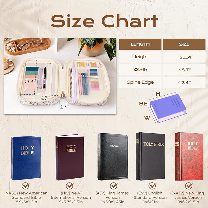 XKDOUS Bible Cover Case for Women Bible Bag Journaling Kit w/Study Supplies