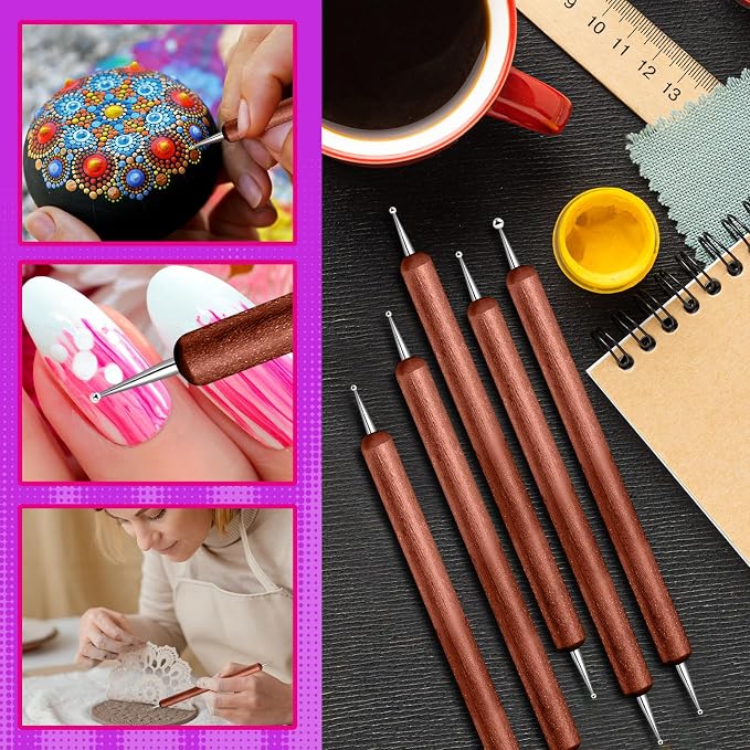 20Pcs Dotting Tools for Painting,Wooden Embossing Tools Tracing Stylus for Transfer Paper Drawing Paper