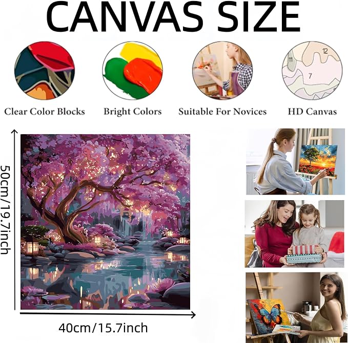 Glowing Forest Painting by Numbers Kit for Adults Beginner,15.7X19.7in | Paint by Numbers Easy,Adult Paint by Number Kits on Canvas,Acrylic Oil Number Painting for Home Wall Decor