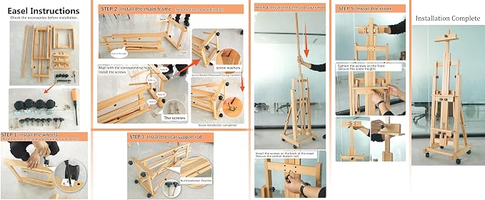 Art Easel for Painting, H-Frame Standing Studio Painting Easel