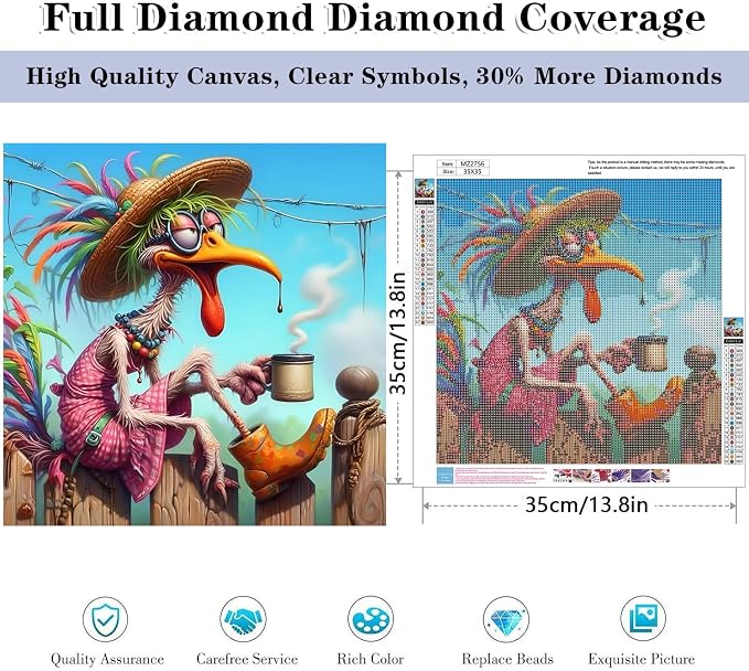 HHMATITS Chicken Diamond Art Kits for Adults 14X14IN
