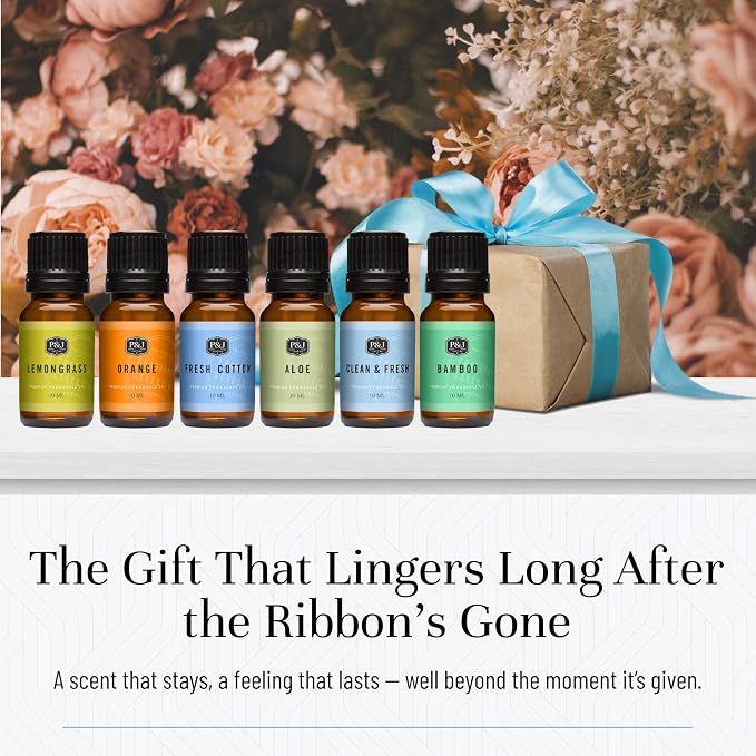 P&J Fragrance Oil Clean Home Set | Lemongrass, Fresh Cotton, Clean & Fresh, Aloe, Bamboo, Orange Candle Scents for Candle Making, Freshie Scent, Soap Making Supplies, Diffuser Oil Scents