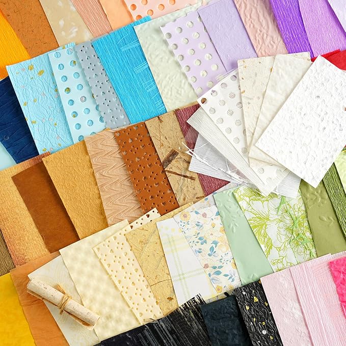 160 Sheets Textured Scrapbook Paper & Mesh Fabric Assorted Set