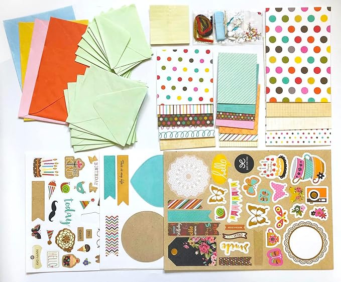 Huralona Greeting Card Making Supplier Envelope Kit Gift Anniversary Craft | Handmade DIY Card Kits 16 Cards 16 Envelopes and Dec Accessories for Birthday Thanksgiving Christmas Wedding Invitation