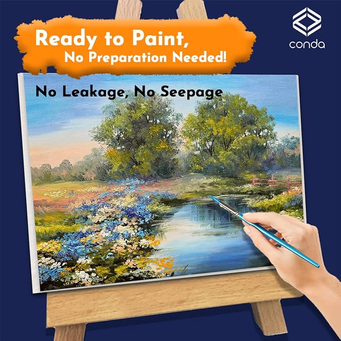 CONDA Canvases for Painting 8 x 10 inch, 48 Pack Value Bulk Blank White Canvas Boards, Primed, 100% Cotton, Acid Free Artist Canvas Panels for Painting Acrylics Watercolor & Oil