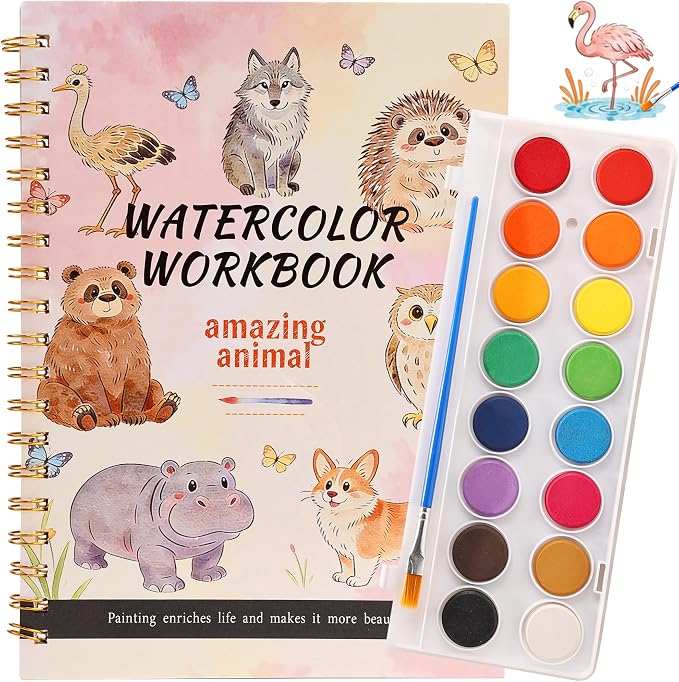PAPPAGLLO Watercolor Workbook Animal Watercolor Book Paint Set for Beginner