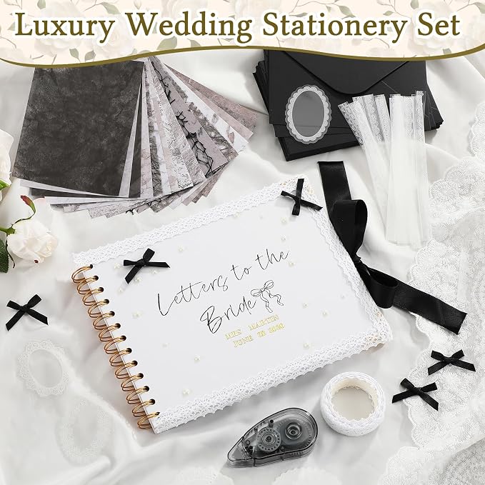 Letters to Bride Scrapbook,8.5 X 7 Inch,Bow,Black