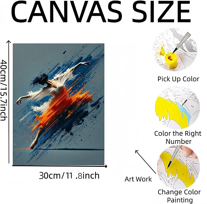DOTSTART Paint by Numbers Kit for Adults Beginner,Power Dancer Adult Paint by Number Kits on Canvas,Painting by Numbers Easy Oil Painting,for Home Wall Decor 11.8X15.7 inches