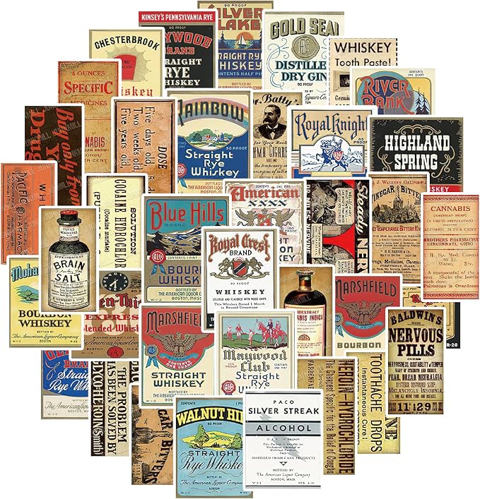100 Pcs Vintage Wine Bottle Stickers,Liquor Bottle Lable Stickers
