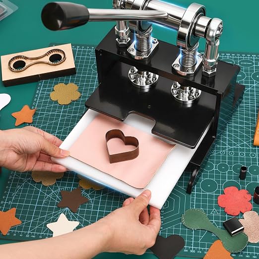 1.5Ton Leather Cutting Machine,20 * 20cm Leather Hand Press Dual Guide Shafts Die Cut Machine with 39 pcs Hole Punch Tool Set for Leathercraft,DIY & Various Materials Die Cutting