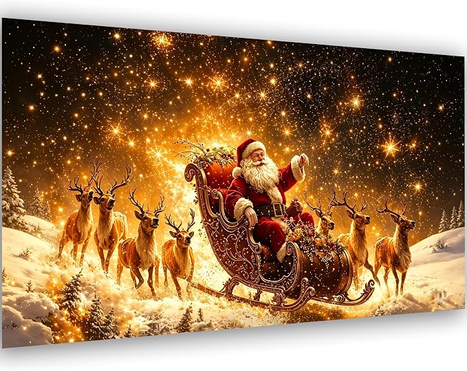 Meothan 5D Large Size Christmas Diamond Art Kits for Adults (27.6x15.8inch) | Santa Claus Diamond Painting Kit for Adults, Full Drill Diamond Gem Art Dots Paintings kits for Home Wall Decor Gift(70x40cm)