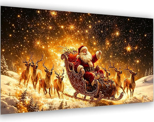 Meothan 5D Large Size Christmas Diamond Art Kits for Adults (27.6x15.8inch) | Santa Claus Diamond Painting Kit for Adults, Full Drill Diamond Gem Art Dots Paintings kits for Home Wall Decor Gift(70x40cm)