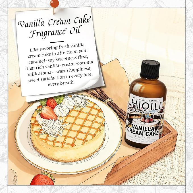 HIQILI Vanilla Cream Cake Fragrance Oil for Soap Making, Add to Dryer Balls