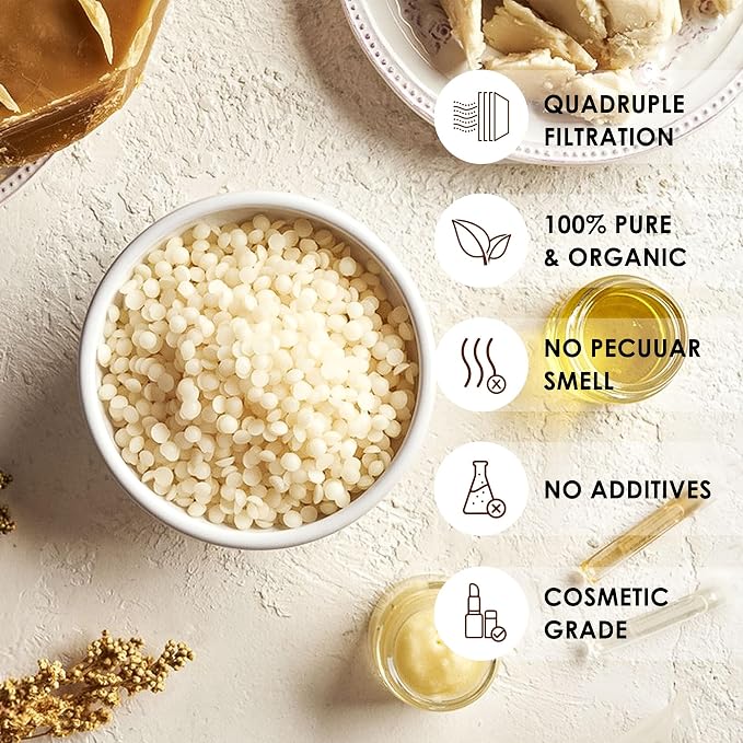 VIPwax White Beeswax Pellets 20LB(9070g), Natural Organic Beeswax | Natural, Organic, Candle Making, Premium Beeswax, Body, Skin Care DIY, Lip Balm and Soap Making Supplies