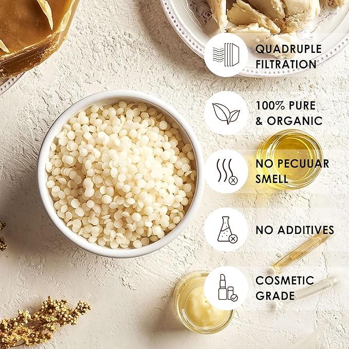 White Beeswax Pellets 5LB(2265g), Natural Organic Beeswax | Natural, Organic, Candle Making, Premium Beeswax, Body, Skin Care DIY, Lip Balm and Soap Making Supplies