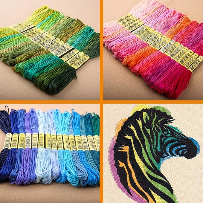 LOVIMAG Embroidery Thread 140pcs Friendship Bracelet String Floss Kit Yarn | Hair Wrap Shirt Lanyard Patterns Crochet Craft Threads Supplies Cross Stitch Sewing Needlepoint Thin Rainbow Beginners