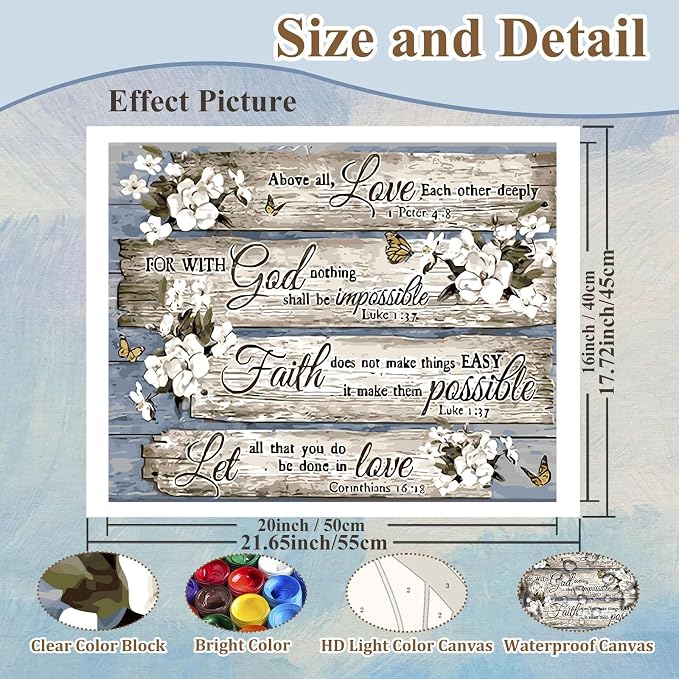 Christian Paint by Number for Adults, Paint by Numbers Kit for Adults 16x20