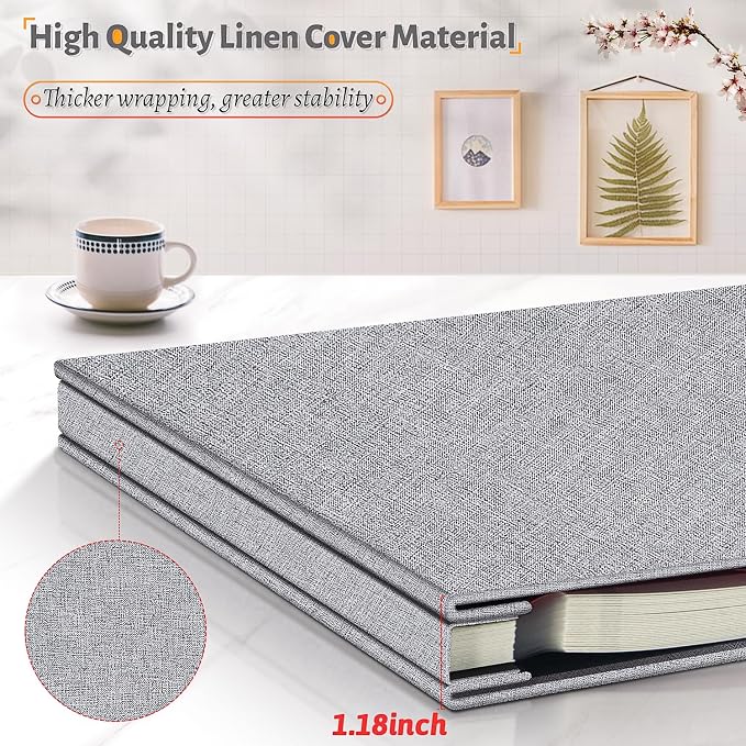 Artfeel Photo Album Self Adhesive Scrapbook,60 Pages Large Photo Book for 4x6,5x7,8x10 Pictures,DIY Album for Baby Wedding Family Travel Birthday,with Metallic Pen and Scraper