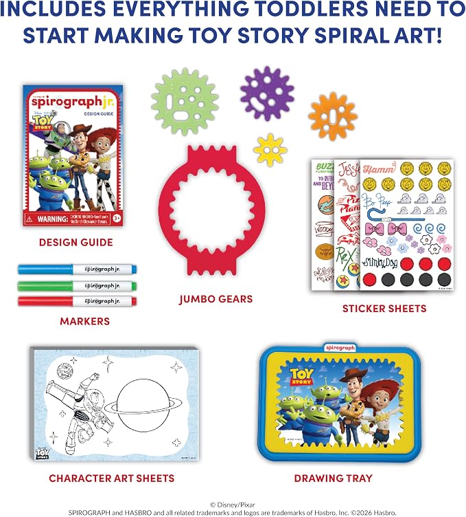 Spirograph Disney Jr. Toddler Arts and Crafts, Drawing Art Kit, Toddler Activities, Drawing Pad, Jumbo Gears, Washable Markers, Unleash Your Child Inner Artist, Ages 3+ | oddler Activities, Drawing Pad, Jumbo Gears, Washable Markers, Art Supplies, Draw...