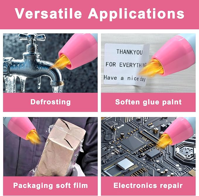Heat Gun, 350W Mini Heat Gun with Reflector Nozzle Dual Temperature Settings Fast Heat Hot Air Gun Tool for Crafting, Heat Gun for Craft Dryer, 6.56Ft Overload Protection for Drying Paint