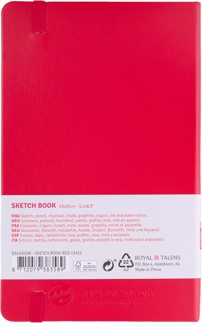 Talens Art Creation Sketchbook, Red, 80 Sheets, 5.1 x 8.3 in
