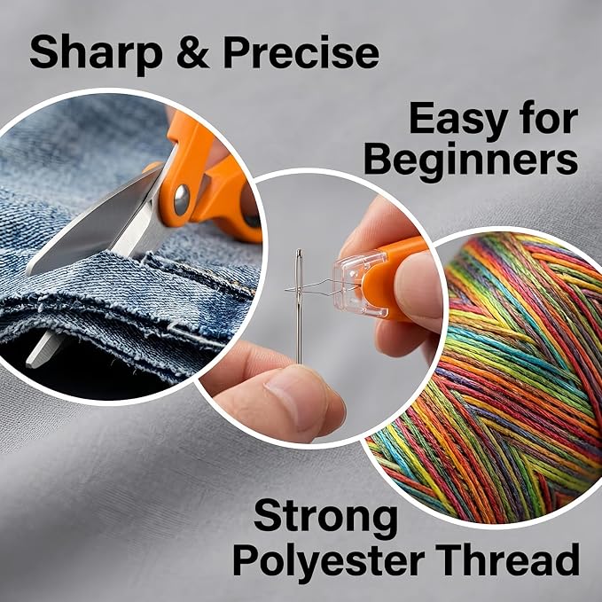 Forypretty Sewing Kit for Adults, 304 PCS Needle and Thread Kit with Tailor Scissors and Accessories, 50 XL Thread Spools, Travel Sewing Kit for Beginners, PU Leather, Gift for Mom Grandma