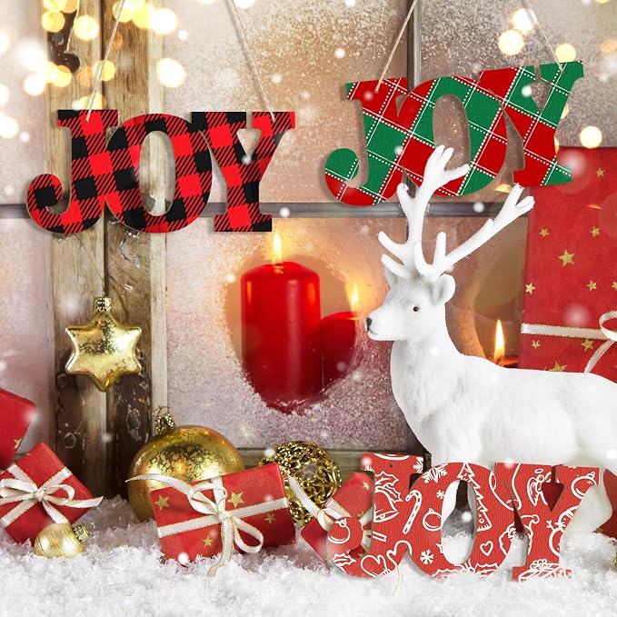Large Christmas Wooden Ornaments to Paint 10Pcs, DIY Blank Unfinished Joy Wood Cutout Ornament for Crafts Hanging Decorations, Thanksgiving Wedding Birthday Party Decoration