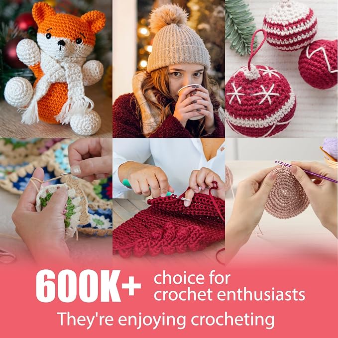 Katech Crochet Hooks Set with Case, Ergonomic for Comfortable Crocheting | 85 Pcs Metal Crochet Needles and Complete Crochet Accessories for Beginners and Experienced-Ideal Gift for Girls Mother