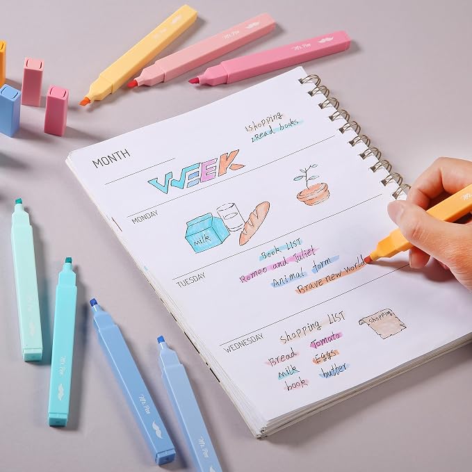 Mr. Pen- Aesthetic Highlighters No Bleed, 8 Pack, Assorted Colors | Chisel Tip, Cute Highlighters Assorted Colors for Journaling, Highlighting, Underlining, Fast Dry, Back to School Supplies