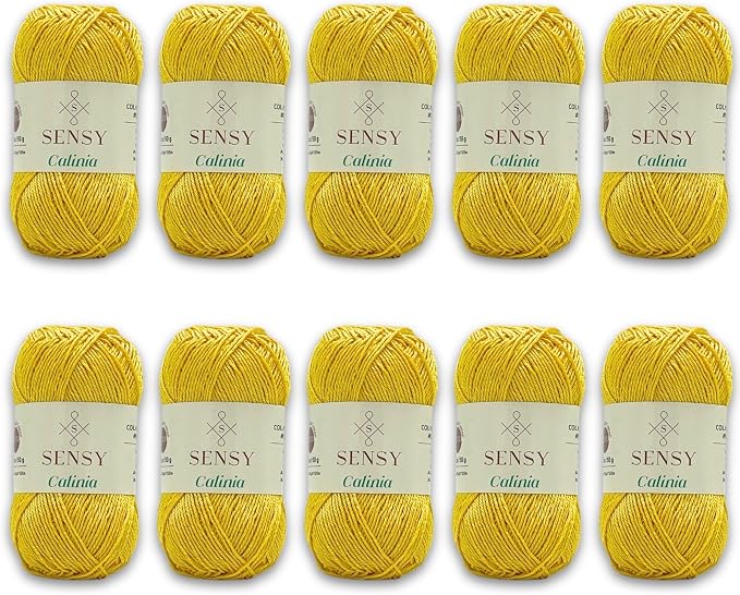 S Sensy Calinia-Mercerized Giza Cotton #2 Fine Yarn 10 Pack Yellow 131yds
