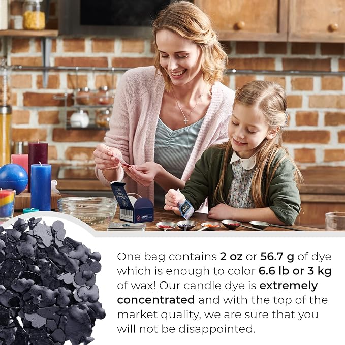 Black Candle Dye 2oz for Soy Candle Making – Concentrated Wax Color Chips | Highly Concentrated Candle Wax Dyes – Candle Shop Premium Color Dye Chips for Soy Wax, Beeswax, Paraffin