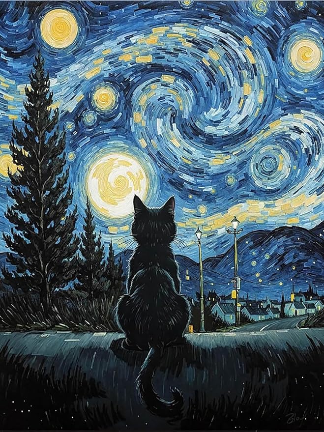 Black Cat Diamond Art Kits for Adults Cute Diamond Painting Kit Beginner