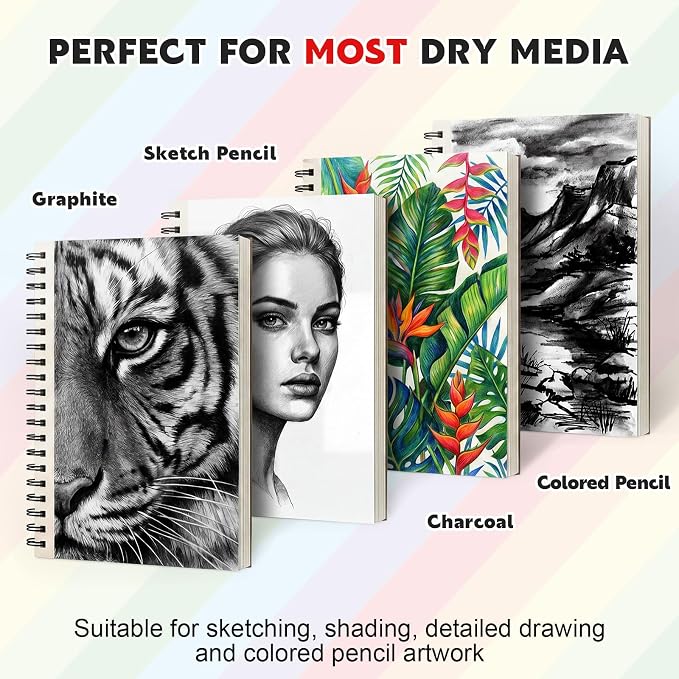 5.5" x 8.5" Mini Sketch Book 2 Pack, Spiral Bound, 100Gsm Paper