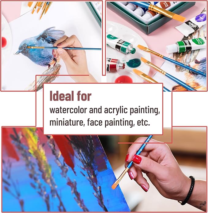 Mr. Pen- Acrylic Paint Brushes Set, 10 Pack, Round & Pointed Tip