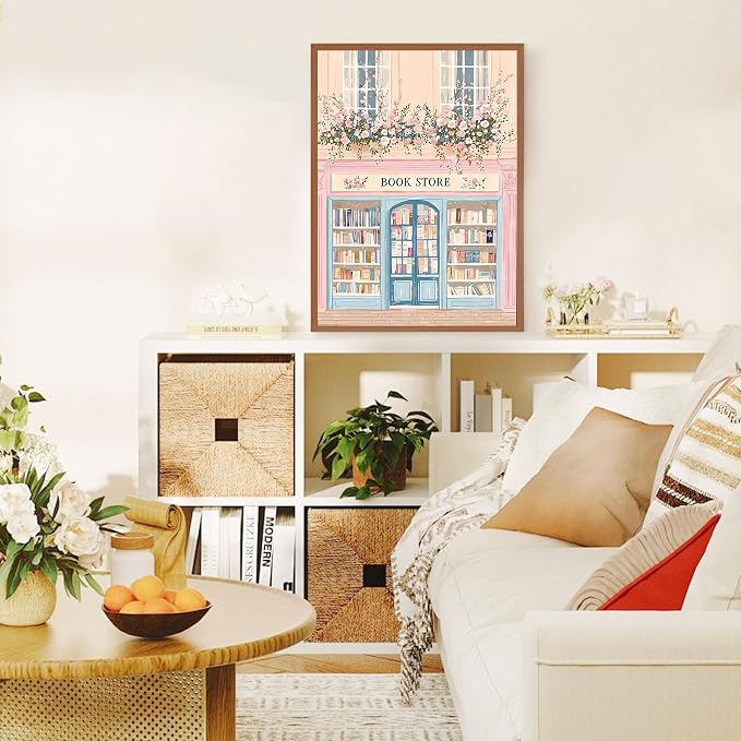 Ausanrl Bookshop Square Diamond Painting Kits - Square Drill Diamond Paintings Bookstore,Square Diamond Art,DIY Gem Painting for Adults and Crafts for Gifts and Home Wall Decor 12x16inch