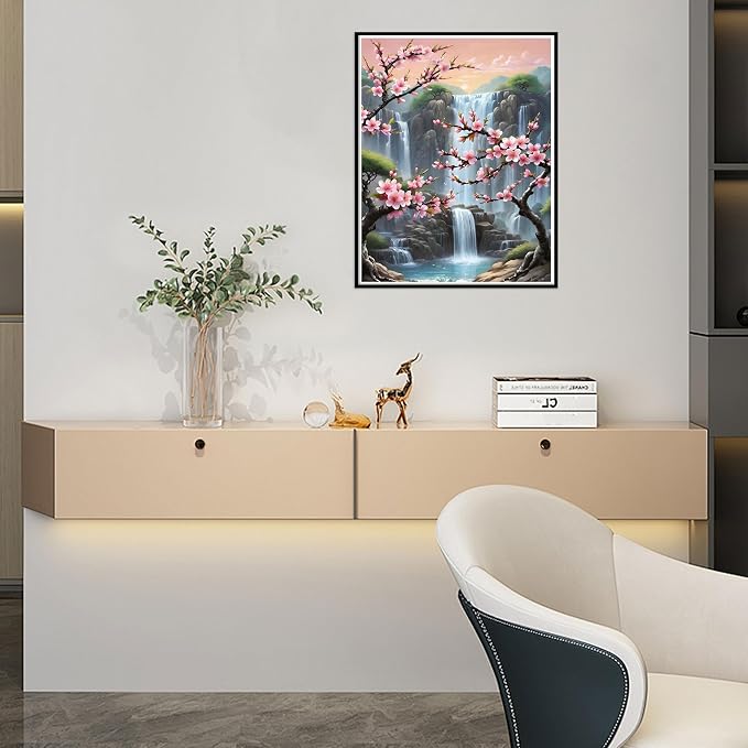 Ausanrl Plum Blossom Diamond Art Painting-Diamond Painting for Adults,5D Diamond Painting Flowers,DIY Full Drill Diamond Painting Flower Gem Painting and Crafts 12x16inch