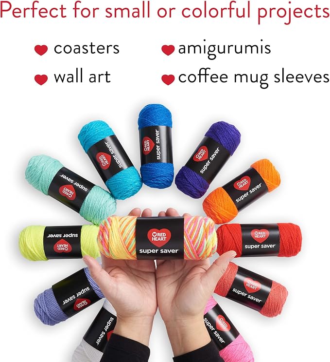 Red Heart Super Craft Kit Brights, Yarn for Crocheting and Knitting