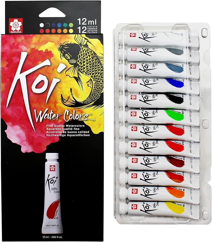 SAKURA Koi Watercolor Sets, 12 Colors, 12 ml Tubes