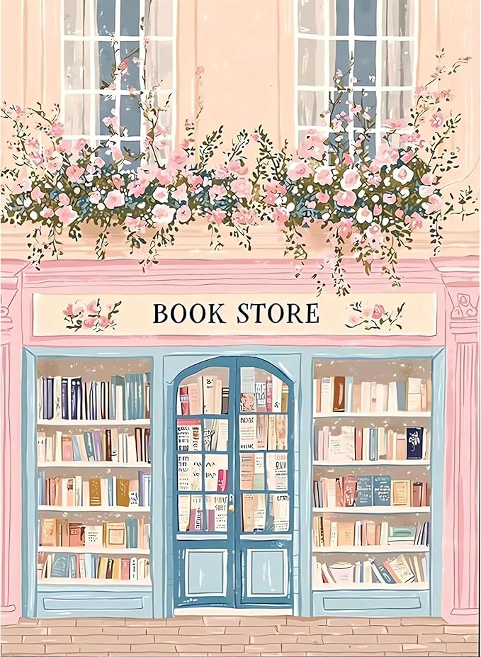 Ausanrl Bookshop Square Diamond Painting Kits - Square Drill Diamond Paintings Bookstore,Square Diamond Art,DIY Gem Painting for Adults and Crafts for Gifts and Home Wall Decor 12x16inch