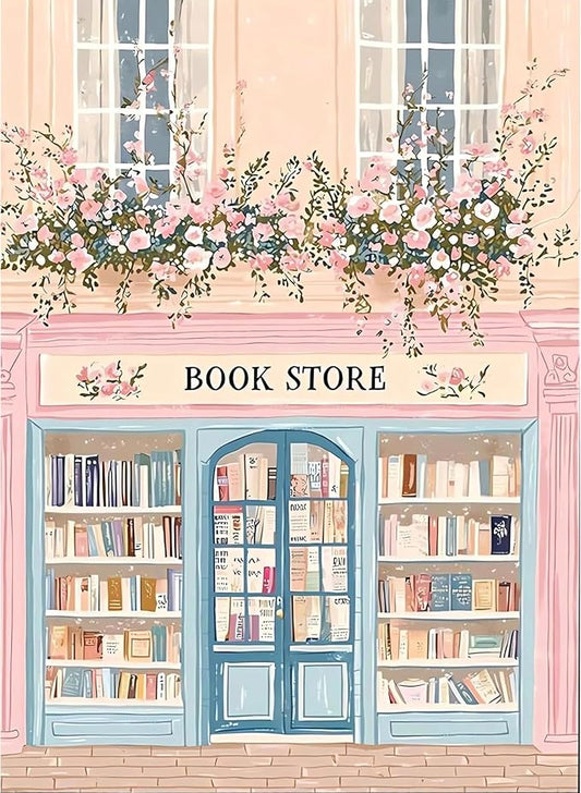 Ausanrl Bookshop Square Diamond Painting Kits - Square Drill Diamond Paintings Bookstore,Square Diamond Art,DIY Gem Painting for Adults and Crafts for Gifts and Home Wall Decor 12x16inch