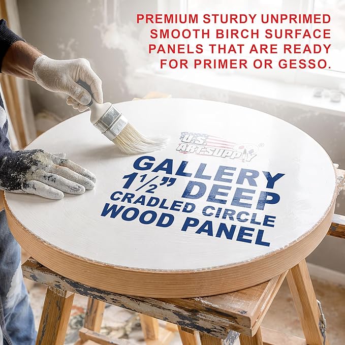 U.S. Art Supply 20" Unfinished Round Birch Wood Panels for Painting