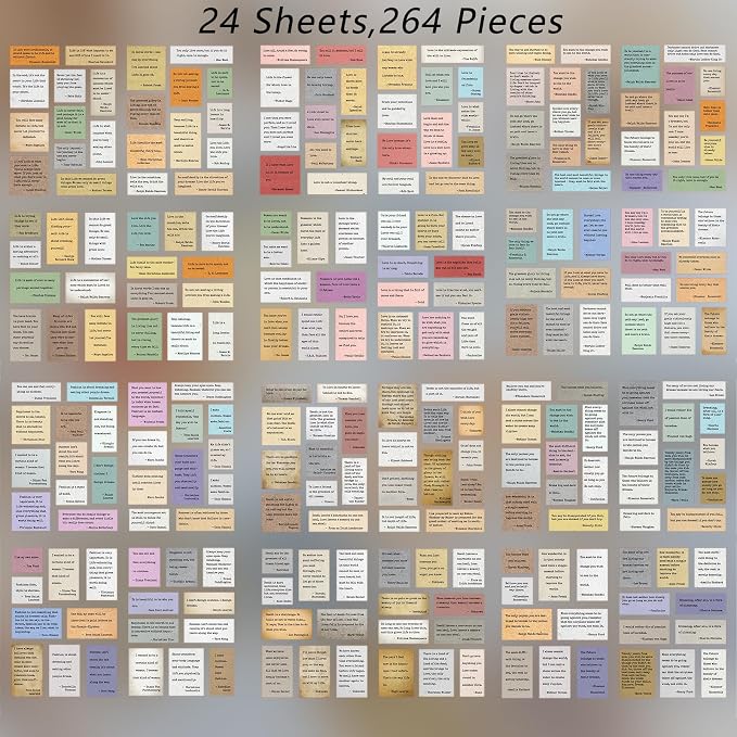 Prstincol 24 Sheets Vintage Motivational Quote Stickers Pad wtih Tweezer,246 Pcs Inspirational Typewriter Font Quotes Pad,Word Stickers for Scrapbook Junk Journal Bullet Journal DIY Craft Card Making